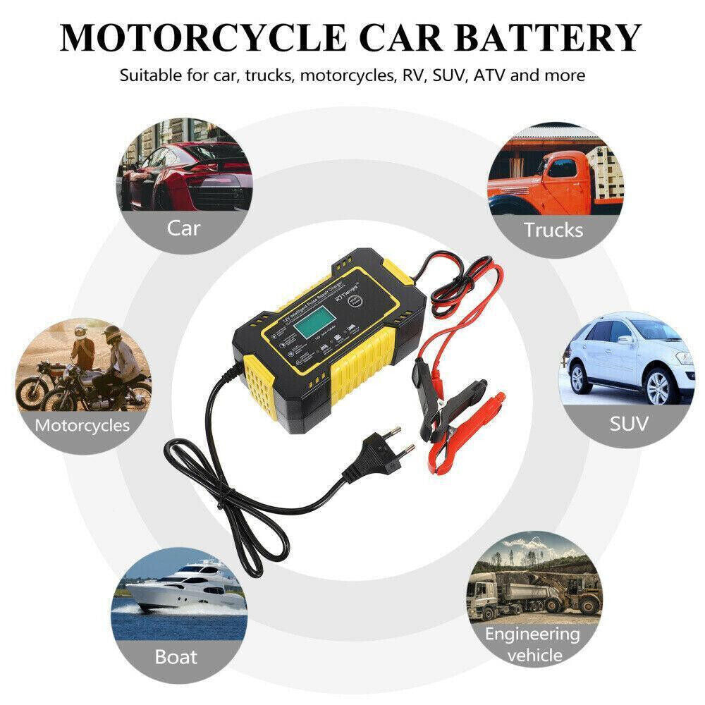 Chargeur Batterie Voiture Hiver Intelligent LCD Charge Rapide Auto Moto 12V 6A