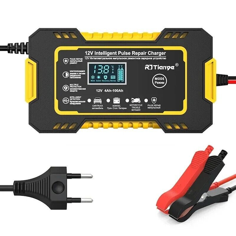 Chargeur Batterie Voiture Hiver Intelligent LCD Charge Rapide Auto Moto 12V 6A