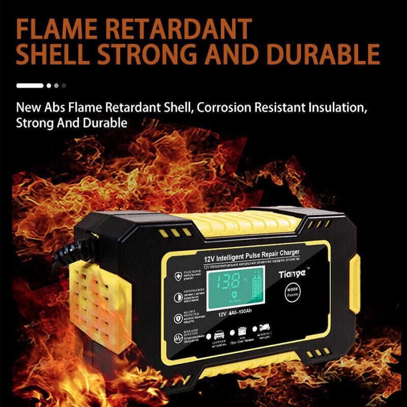 Chargeur Batterie Voiture Hiver Intelligent LCD Charge Rapide Auto Moto 12V 6A