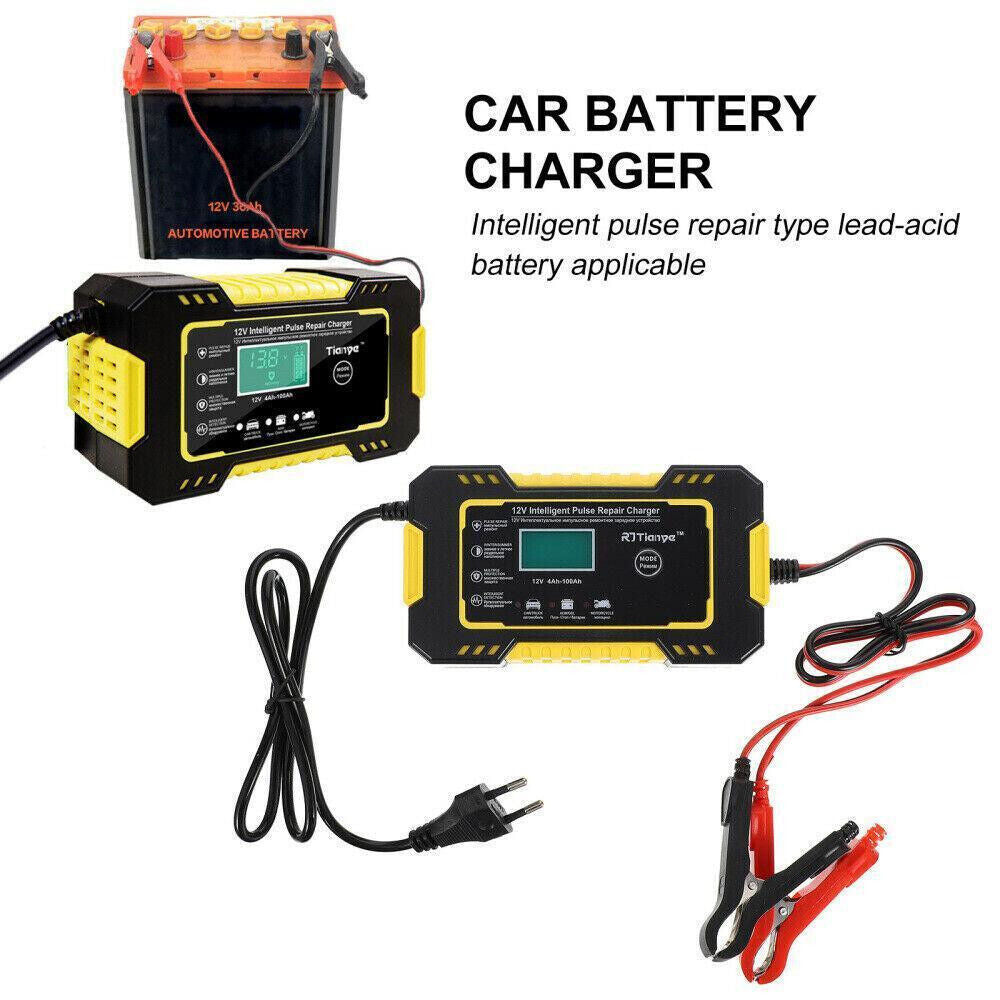 Chargeur Batterie Voiture Hiver Intelligent LCD Charge Rapide Auto Moto 12V 6A